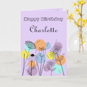 Retro Pastel Verjaardag Kaart (Gele Bloem)