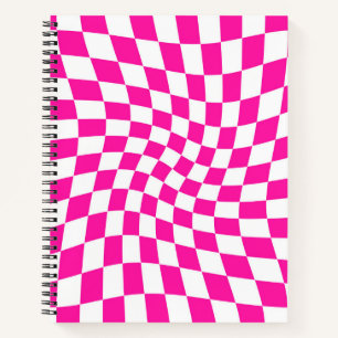 Retro Pastel warme roze cheques gekarkeerd   Notitieboek