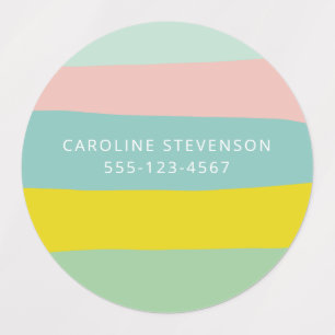 Retro Pastel Wavy Stripe Aangepaste naam Contactge Labels