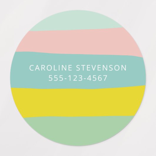Retro Pastel Wavy Stripe Aangepaste naam Contactge Labels (Design 1)
