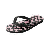 Retro Pastel zwart roze cheques gekookt checkboard Kinder Teenslippers (Schuin)