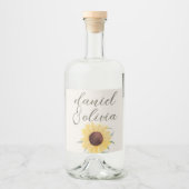 Retro Pastelkleur Daisy Wedding Likeurfles Etiket (Voorkant)