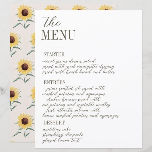 Retro Pastelkleur Daisy Wedding Menu (Voorkant / Achterkant)