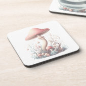 Retro pastelpaddenstoelen design met zachte kleure bier onderzetter (Linkerzijde)