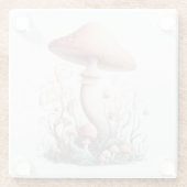 Retro pastelpaddenstoelen design met zachte kleure glazen onderzetter (Achterkant)