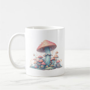 Retro pastelpaddenstoelen design met zachte kleure koffiemok