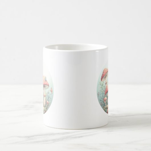 Retro pastelpaddenstoelen design met zachte kleure koffiemok (Center)