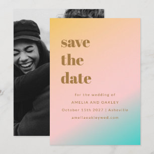 Retro Pastels Gradiënt Eenvoudige Unieke Huwelijks Save The Date
