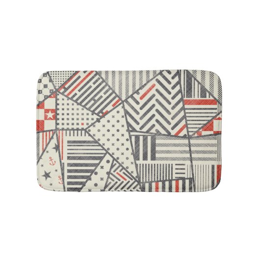 Retro Patchwork: Abstract geometrisch ontwerp Badmat (Voorkant)