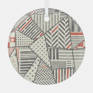 Retro Patchwork: Abstract geometrisch ontwerp Glas Ornament