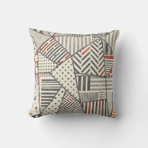 Retro Patchwork: Abstract geometrisch ontwerp Kussen