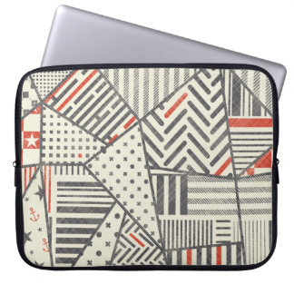 Retro Patchwork: Abstract geometrisch ontwerp Laptop Sleeve