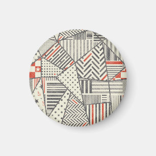 Retro Patchwork: Abstract geometrisch ontwerp Magneet