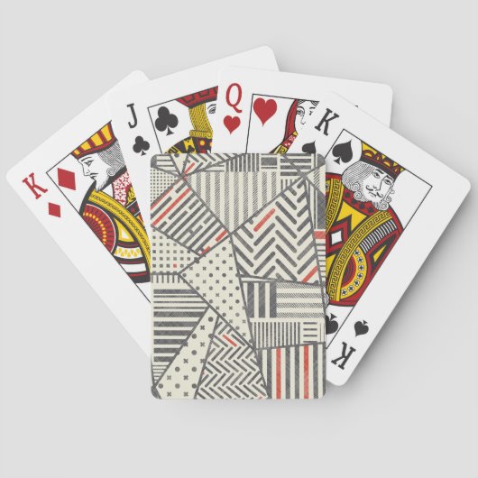 Retro Patchwork: Abstract geometrisch ontwerp Pokerkaarten (Achterkant)