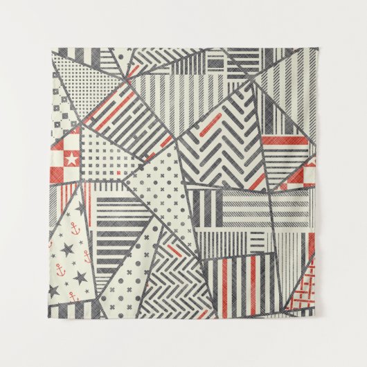 Retro Patchwork: Abstract geometrisch ontwerp Wandkleed (Voorkant)