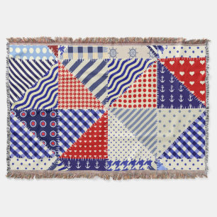 Retro Patchwork Driehoeken Nautische Stijl Deken