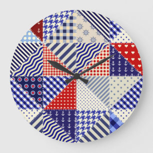 Retro Patchwork Driehoeken Nautische Stijl Grote Klok