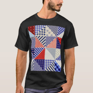 Retro Patchwork Driehoeken Nautische Stijl T-shirt