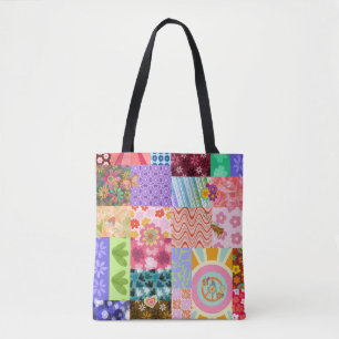 Retro Patchwork Groovy Boho Schoudertas Draagtas