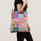 Retro Patchwork Groovy Boho Schoudertas Draagtas (Dichtbij)