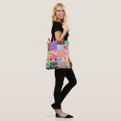 Retro Patchwork Groovy Boho Schoudertas Draagtas (Op model)