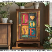 Retro Patchwork “LOVE” Paneel Bord DP9 Decoupage Tissuepapier
