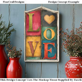 Retro Patchwork “LOVE” Paneel Bord DP9 Decoupage Tissuepapier