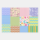 Retro Patchwork Quilt naaipatroon thema Inpakpapier Vel (Voorkant)