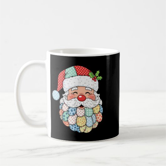 Retro Patchwork Santa Claus Christmas Preppy Xmas Koffiemok (Links)