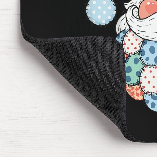 Retro Patchwork Santa Claus Christmas Preppy Xmas  Muismat (Hoek)