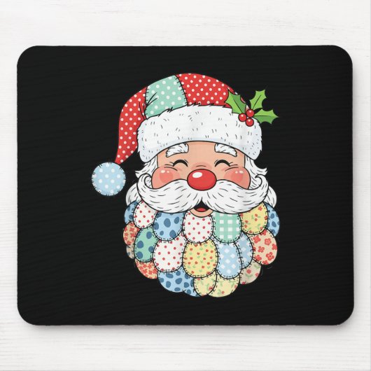 Retro Patchwork Santa Claus Christmas Preppy Xmas  Muismat (Voorkant)