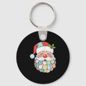 Retro Patchwork Santa Claus Christmas Preppy Xmas Sleutelhanger (Voorkant)