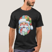 Retro Patchwork Sinterklaas Kerst Preppy Vrolijk T-shirt (Voorkant)