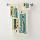 Retro Patchwork Tabbies ©studioxine Bad Handdoek (Insitu)