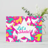 Retro Patins Invitation personnalisée "Patinons !" (Debout devant)