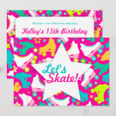 Retro Patins Invitation personnalisée "Patinons !" (Devant / Derrière)