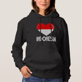  Retro Patriotic Heart Indonesia Vlag veraf Hoodie