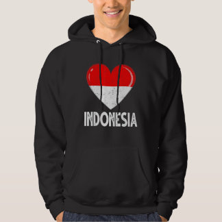  Retro Patriotic Heart Indonesia Vlag veraf Hoodie