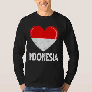  Retro Patriotic Heart Indonesia Vlag veraf T-shirt
