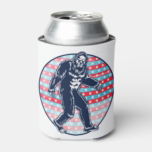 Retro Patriotic Sasquatch | 4 juli Bigfoot Blikjeskoeler (Blikje Voorkant)