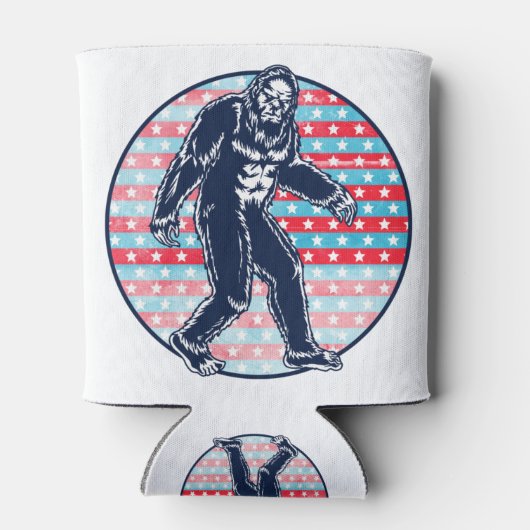 Retro Patriotic Sasquatch | 4 juli Bigfoot Blikjeskoeler (Achterkant)