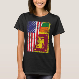 Retro Patriotic Usa American Flag Sri Lanka Vlag 1 T-shirt