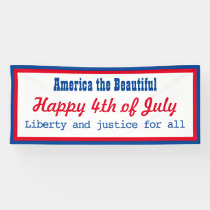 Retro Patriottic Red Blue White, op 4 juli, Happy Spandoek