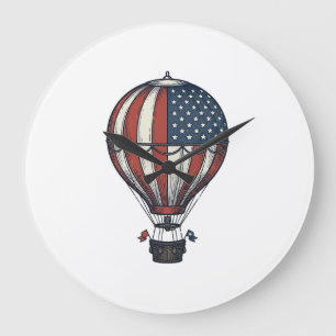 Retro Patriottisch Heet Lucht Ballon Shirt Ontwerp Grote Klok