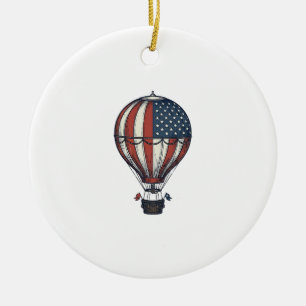 Retro Patriottisch Heet Luchtballon Shirt Ontwerp_ Keramisch Ornament