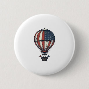 Retro Patriottisch Heet Luchtballon Shirt Ontwerp_ Ronde Button 5,7 Cm