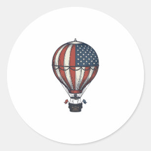 Retro Patriottisch Heet Luchtballon Shirt Ontwerp_ Ronde Sticker