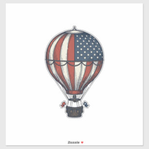 Retro Patriottisch Heet Luchtballon Shirt Ontwerp_ Sticker