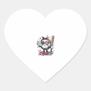 Retro Patriottisch Honkbal Mascotte T-shirt Ontwer Hart Sticker