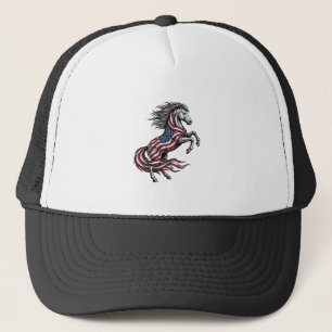 Retro Patriottisch Steigerend Paard Vector T-shirt Trucker Pet